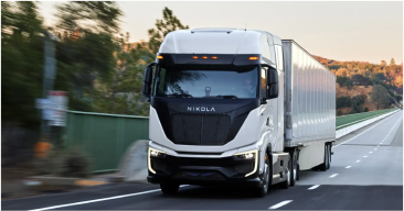 Nikola electric semi truck on the road