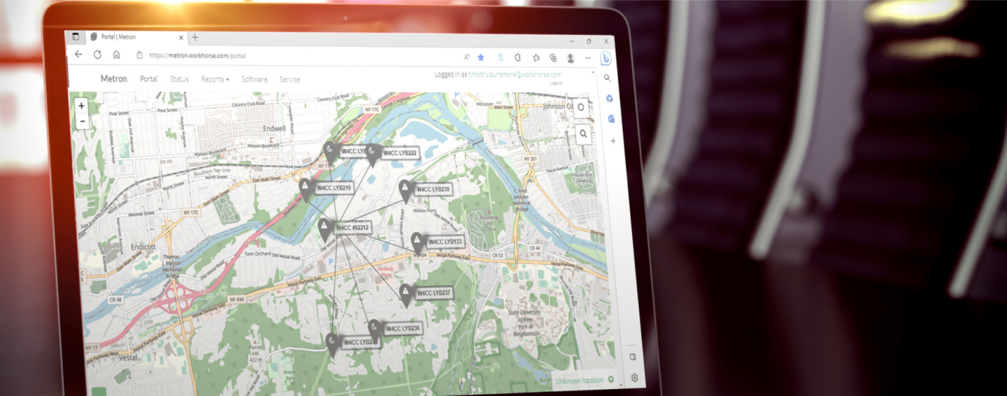 Computer screen with map