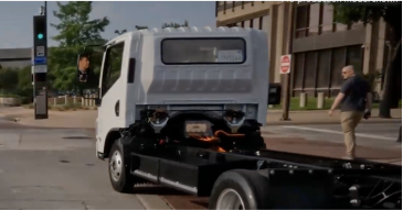 Electric truck on city street